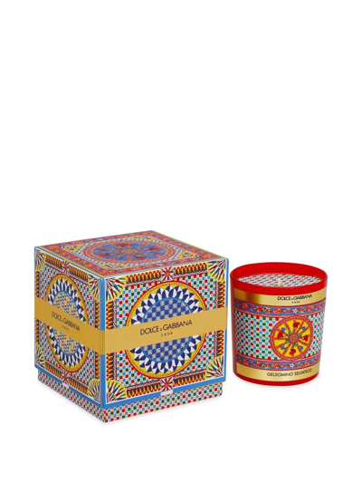 Shop Dolce & Gabbana Carretto-print Scented Candle (250g) In Red