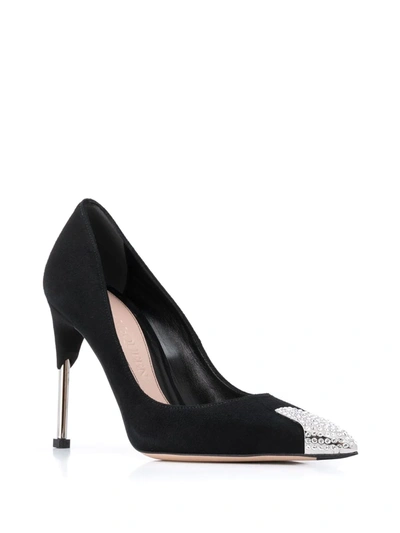 Shop Alexander Mcqueen 100mm Crystal-embellished Pumps In Black