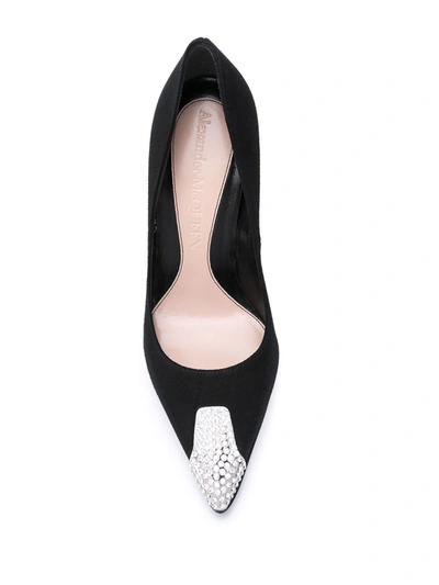 Shop Alexander Mcqueen 100mm Crystal-embellished Pumps In Black