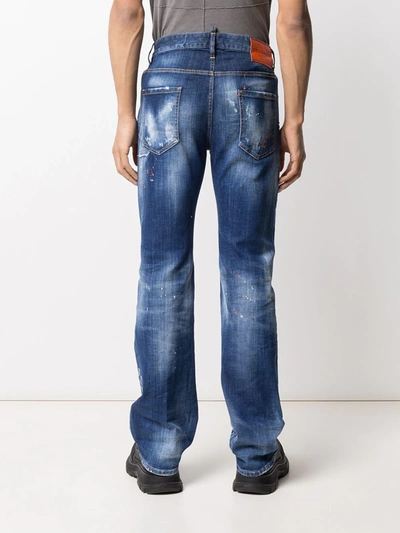 Shop Dsquared2 Distressed Straight-leg Jeans In Blue