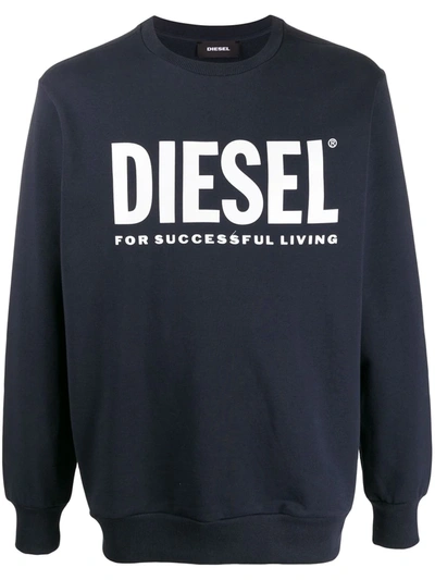 Shop Diesel Printed Logo Sweatshirt In Blue