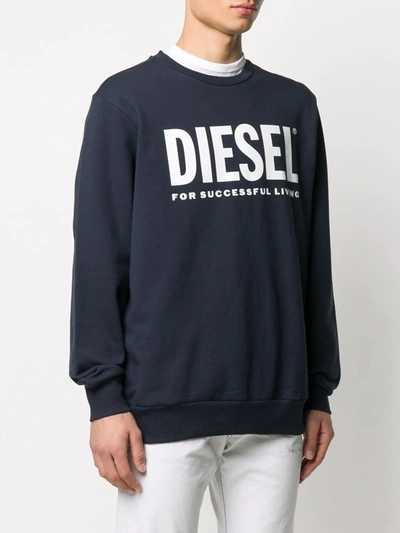 Shop Diesel Printed Logo Sweatshirt In Blue