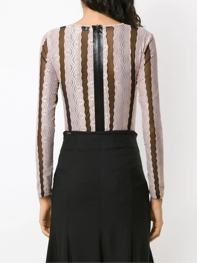 Amir Slama Striped Bodysuit In Neutrals