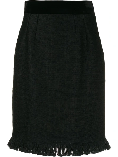 Shop Dolce & Gabbana Frayed Hem Skirt In Black