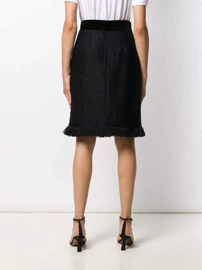 Shop Dolce & Gabbana Frayed Hem Skirt In Black