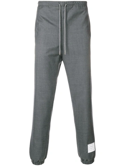 Thom Browne Elastic Hem Wool Track Trouser In Grey