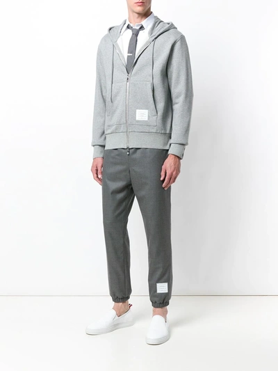 Shop Thom Browne Drawstring-waist Wool Track Pants In Grey