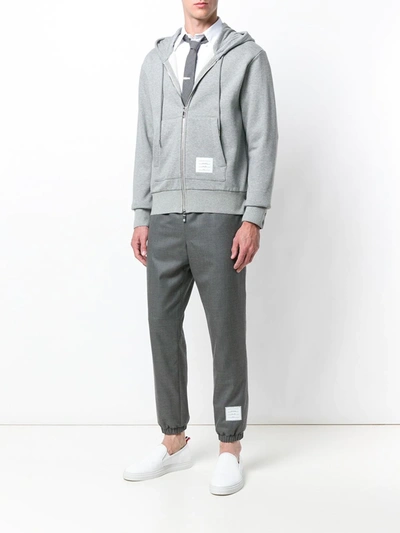 Thom Browne Medium Grey Super 120's Wool Twill Elastic Hem Track Trouser In Grey