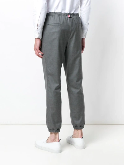 Thom Browne Medium Grey Super 120's Wool Twill Elastic Hem Track Trouser In Grey