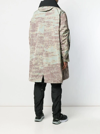 Stone Island Shadow Project Printed Hooded Parka Coat In Green
