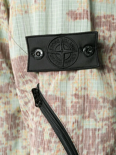 Stone Island Shadow Project Printed Hooded Parka Coat In Green