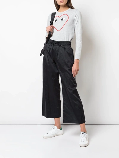 Comme Des Garçons Play Printed Logo T-shirt In Grey
