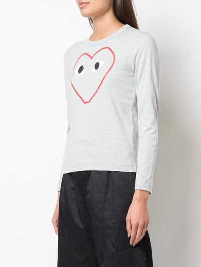 Shop Comme Des Garçons Play Printed Logo T-shirt In Grey