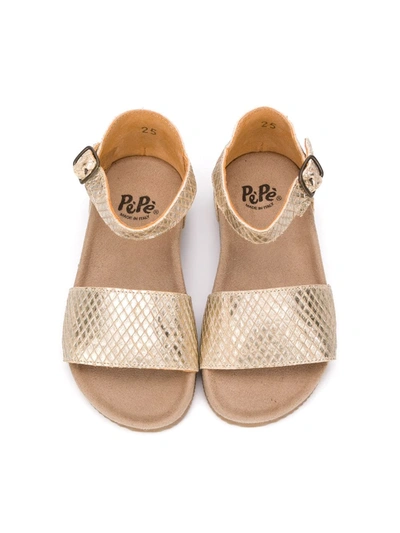 Shop Pèpè Diamond Pattern Sandals In Gold