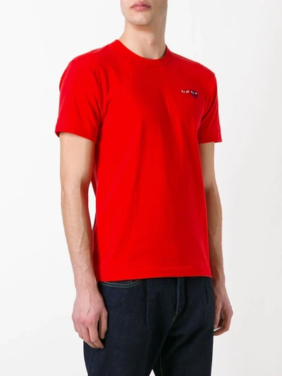 Comme Des Garçons Play Embroidered Logo T-shirt In Red