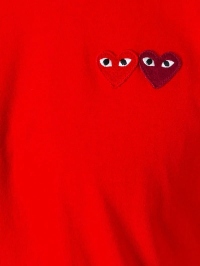 Shop Comme Des Garçons Play Embroidered Logo T-shirt In Red