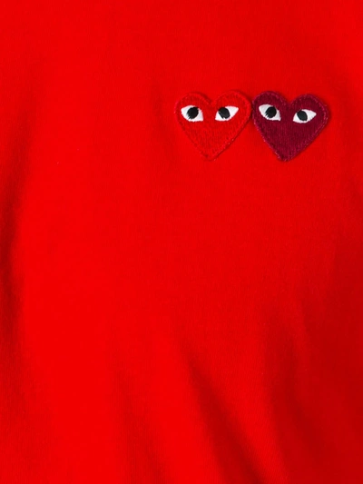 Comme Des Garçons Play Embroidered Logo T-shirt In Red
