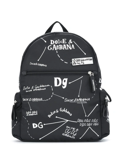 Shop Dolce & Gabbana Scribble Print Backpack In Black