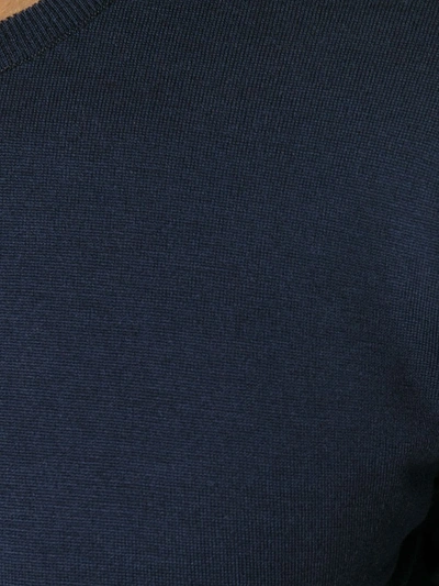 John Smedley Crew Neck Ribbed-knit Edge Sweatshirt In Blue