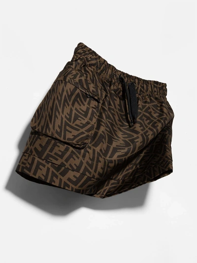 Shop Fendi Ff Vertigo-print Drawstring Skirt In 褐色