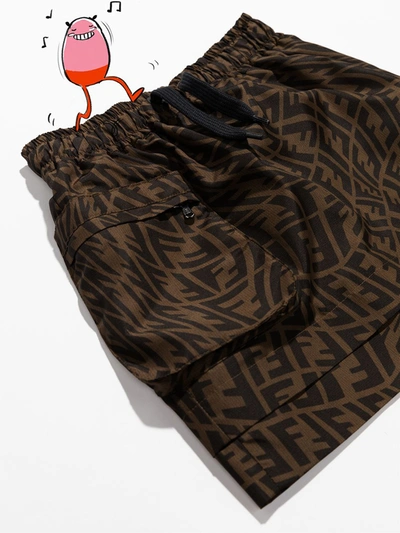Shop Fendi Ff Vertigo-print Drawstring Skirt In 褐色