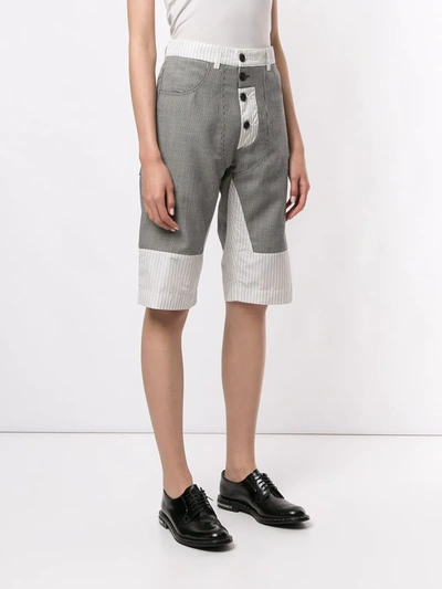 Delada Colour-block Patchwork Shorts In White