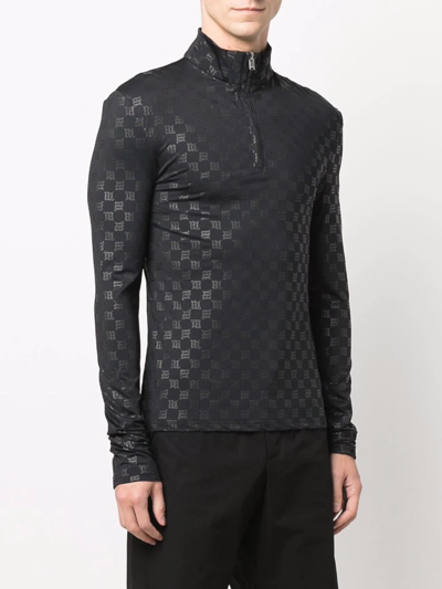 Misbhv Monogram Half-zip Longsleeve Black Lycra Monogram Longsleeve T-shirt - Monogram Half-zip Longsleeve In Schwarz