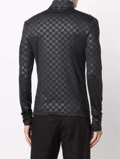 Misbhv Monogram Half-zip Longsleeve Black Lycra Monogram Longsleeve T-shirt - Monogram Half-zip Longsleeve In Schwarz