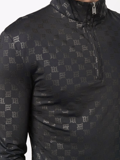 Misbhv Monogram Half-zip Longsleeve Black Lycra Monogram Longsleeve T-shirt - Monogram Half-zip Longsleeve In Schwarz