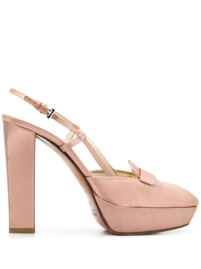 Pre-owned Prada 2000's Platform Slingback Pumps In Pink