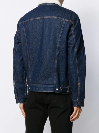 Shop Levi's Shearling Denim Jacket In Blue