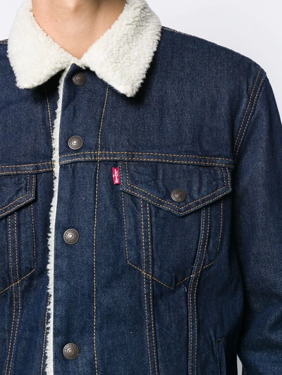 Shop Levi's Shearling Denim Jacket In Blue