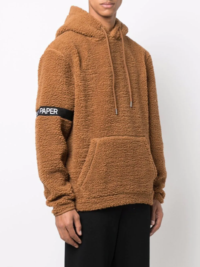 Shop Daily Paper Fleece Texture Hoodie In Braun