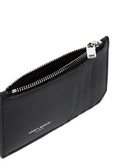 Shop Saint Laurent Fragments Zipped Cardholder In Black