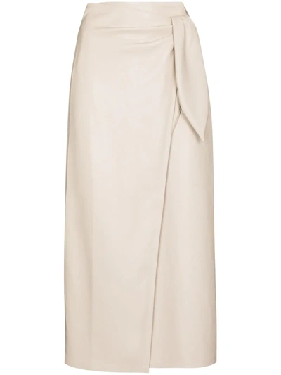 Shop Nanushka Amas Wraparound Midi Skirt In Neutrals