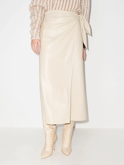 Shop Nanushka Amas Wraparound Midi Skirt In Neutrals