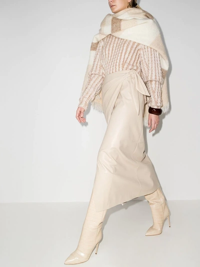 Nanushka Beige Carola Vegan Leather Midi Skirt In Neutrals