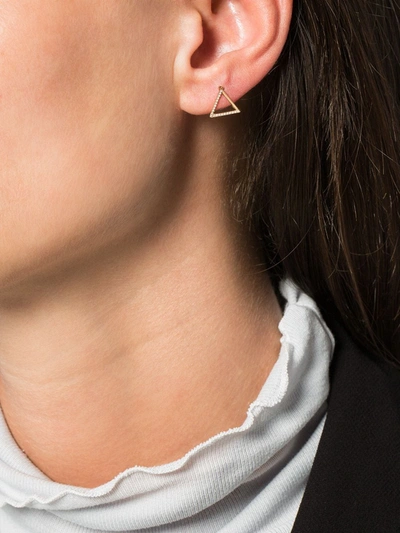Shihara 18k Yellow Gold Diamond Triangle Earring In Metallic
