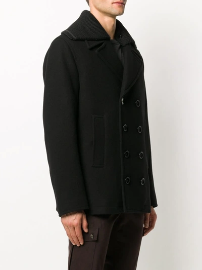 Shop Dolce & Gabbana Double-breasted Wool-cashmere Peacoat In Black