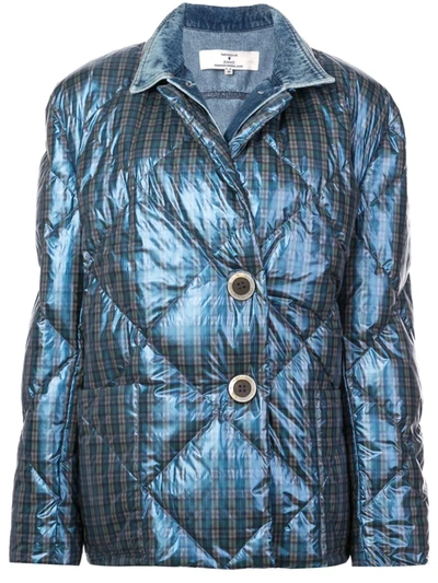 Shop Natasha Zinko Check Padded Jacket In Blue