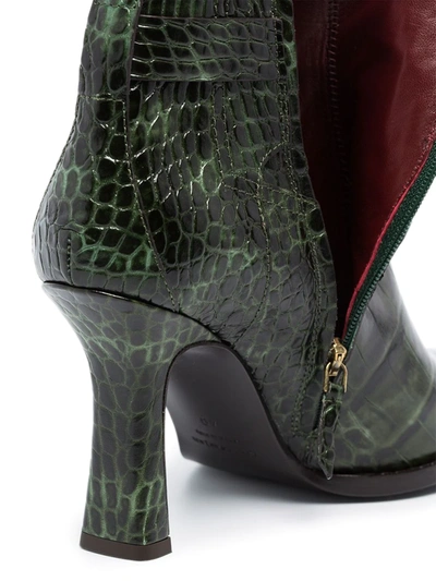 Shop Sies Marjan Naomy 90mm Crocodile-effect Boots In Brown