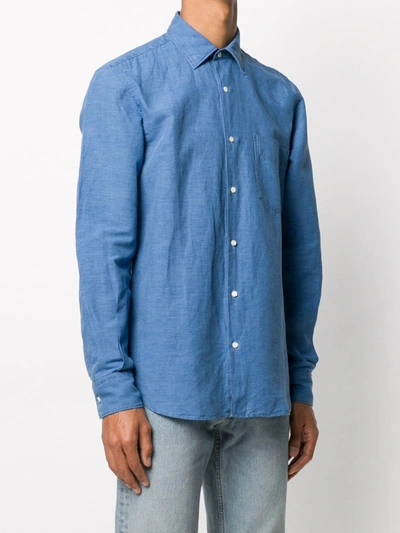 Aspesi Plain Button-up Long Sleeve Shirt In Blue
