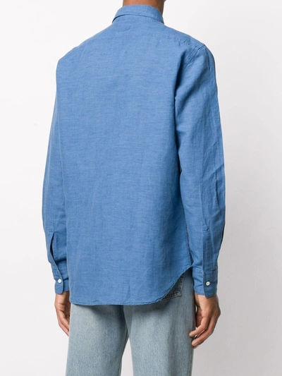 Aspesi Plain Button-up Long Sleeve Shirt In Blue