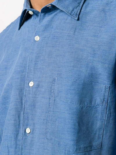 Aspesi Plain Button-up Long Sleeve Shirt In Blue