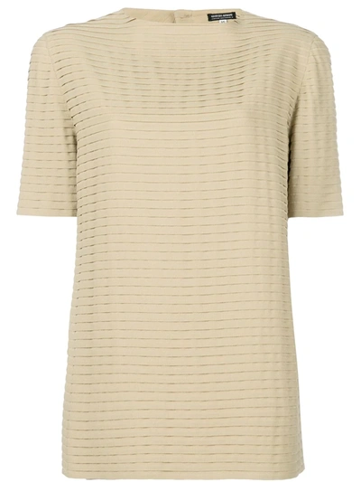 Pre-owned Giorgio Armani Pleated Shortsleeved Blouse In Neutrals