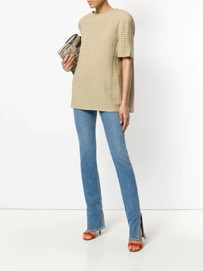 Pre-owned Giorgio Armani Pleated Shortsleeved Blouse In Neutrals