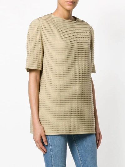 Pre-owned Giorgio Armani Pleated Shortsleeved Blouse In Neutrals