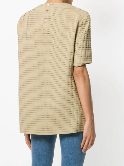 Pre-owned Giorgio Armani Pleated Shortsleeved Blouse In Neutrals