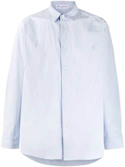Shop Jw Anderson Tonal Applique Buttoned Shirt In Blue