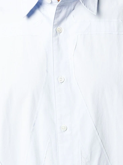 Shop Jw Anderson Tonal Applique Buttoned Shirt In Blue